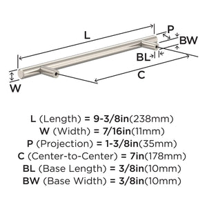 Amerock BP1178CSG9 Sterling Nickel Cabinet Pull 7 inch (178mm) Center-to-Center Cabinet Hardware Bar Pulls Furniture Hardware Drawer Pull
