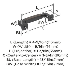 Amerock Cabinet Pull Oil Rubbed Bronze 3-3/4 inch (96 mm) Center-to-Center Stature 1 Pack Drawer Pull Cabinet Handle Cabinet Hardware