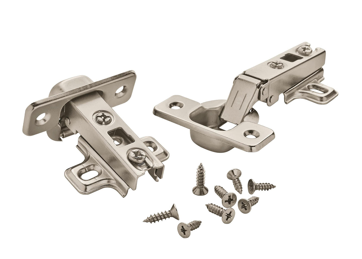 Amerock Cabinet Hinge 2-9/16 inch (65 mm) Length Hinge Nickel 2 Pack Self-Closing Hinge Concealed Hinge Cabinet Door Hinge