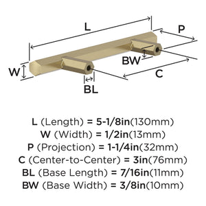 Amerock BP37365BBZ Golden Champagne Cabinet Pull 3 in (76 mm) Center-to-Center Cabinet Handle Caliber Drawer Pull Kitchen Cabinet Handle Furniture Hardware