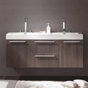 Fresca FCB8013BW-I Fresca Opulento 54" Black Modern Double Sink Bathroom Cabinet w/ Integrated Sinks