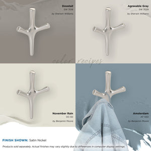 Amerock HBX37016G10 Kodiak Triple Prong Decorative Wall Hook Satin Nickel Hook for Coats, Hats, Backpacks, Bags Hooks for Bathroom, Bedroom, Closet, Entryway, Laundry Room, Office