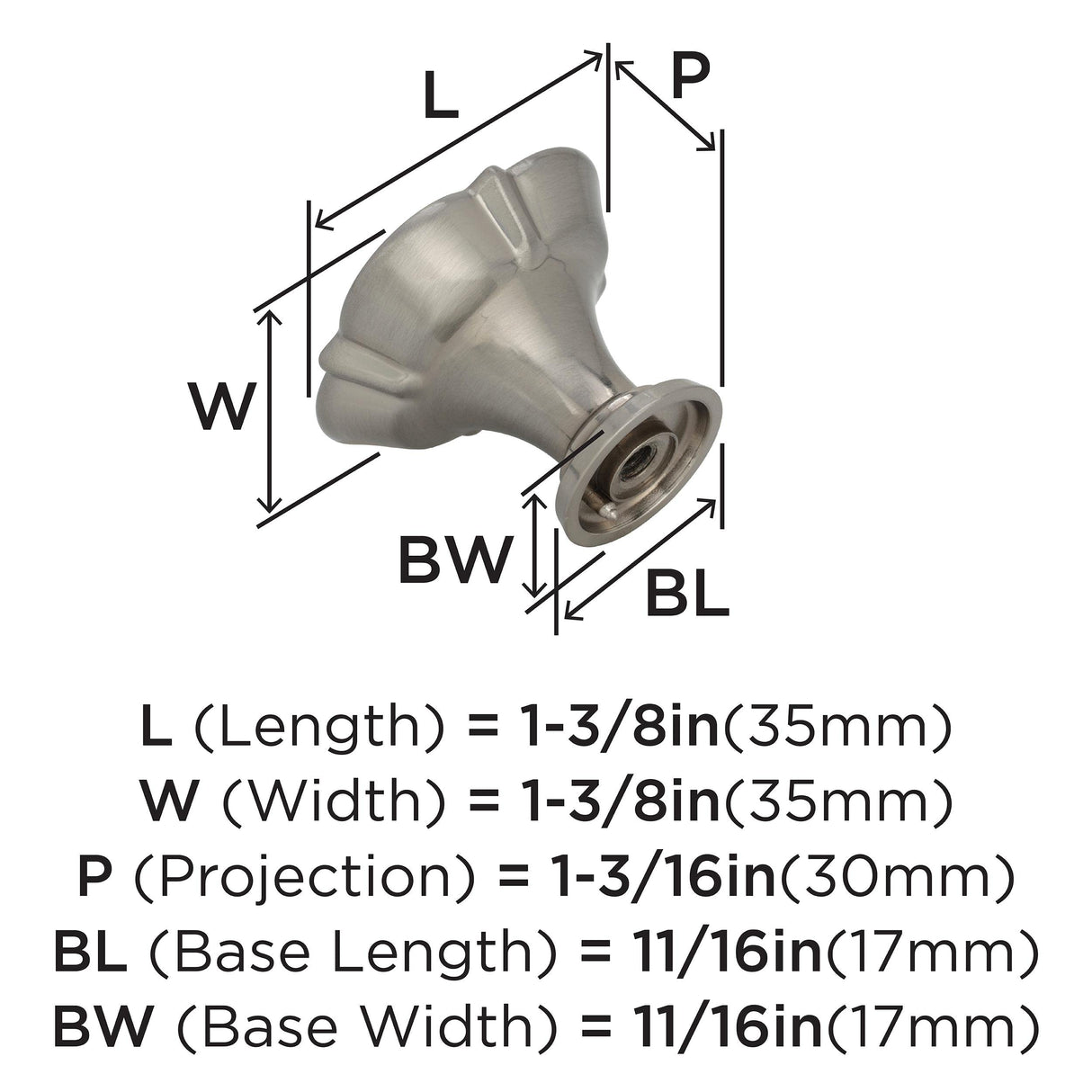 Amerock Cabinet Knob Satin Nickel 1-3/8 inch (35 mm) Diameter Grace Revitalize 1 Pack Drawer Knob Cabinet Hardware