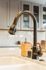 Danze D454410BR Prince Single Handle Pull-Down Kitchen Faucet with SnapBack Retraction, Tumbled Bronze