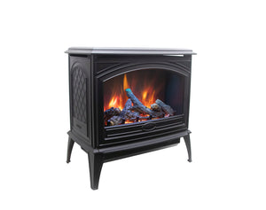 Amantii E50-NA Lynwood Series - 50 cm Freestand Electric Stove Featuring a Cast Iron Frame and a 10 Piece Birch Log Set