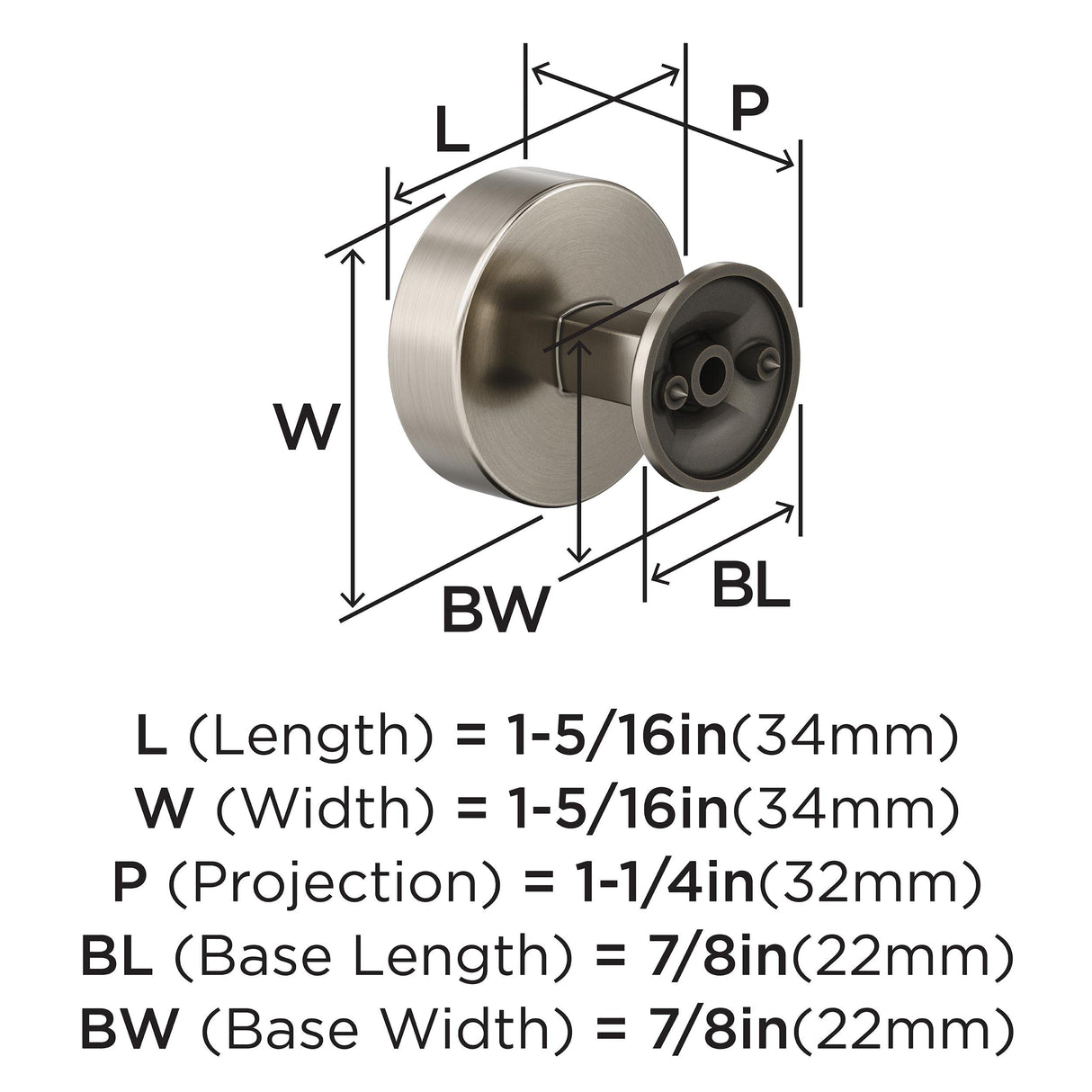 Amerock BP37102G10 Everett Knob, Satin Nickel