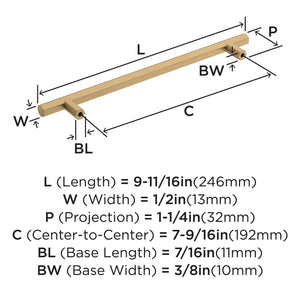 Amerock Cabinet Pull Champagne Bronze 7-9/16 inch (192 mm) Center-to-Center Caliber 1 Pack Drawer Pull Cabinet Handle Cabinet Hardware