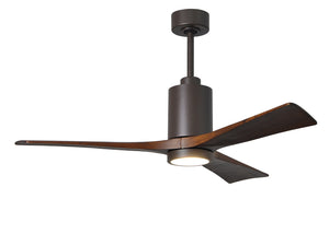 Matthews Fan PA3-TB-WA-52 Patricia-3 three-blade ceiling fan in Textured Bronze finish with 52” solid walnut tone blades and dimmable LED light kit 