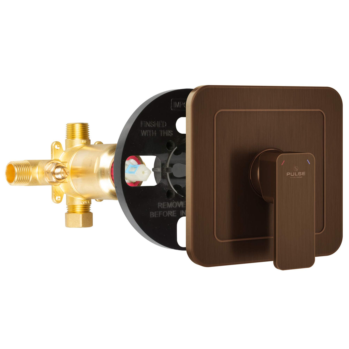 PULSE ShowerSpas 3003-RIV-PB-ORB Tru-Temp Mixing Valve, Pressure Balance Rough-In Valve Trim Kit, Square, 1/2" NPT, Oil-Rubbed Bronze