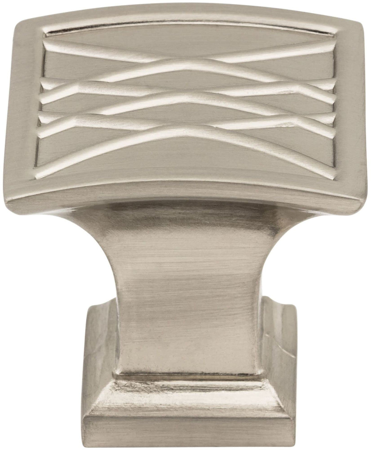 Jeffrey Alexander 535BNBDL 1-1/4" Overall Length Brushed Pewter Square Geometric Pattern Aberdeen Cabinet Knob