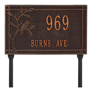 Whitehall 2518OB - Personalized Woodridge Bird Plaque - Standard - Lawn - 2 Line