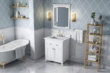 Jeffrey Alexander VKITCHA30WHBOR 30" White Chatham Vanity, Boulder Cultured Marble Vanity Top, undermount rectangle bowl