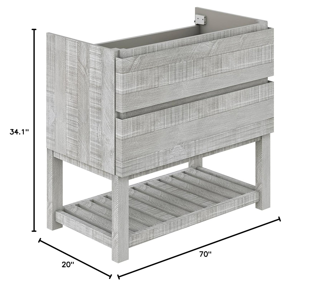 Fresca FCB31-3636ASH-FS Fresca Formosa 70" Floor Standing Open Bottom Double Sink Modern Bathroom Cabinet in Ash