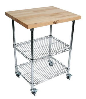 John Boos MET-MWC-1 Metropolitan Mobile Wire Cart with Maple Top, 27” Long, 21” Wide, 36" Height