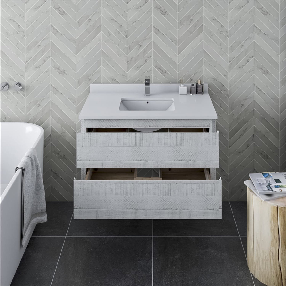 Fresca FCB3136RWH-CWH-U Modern Bathroom Vanity