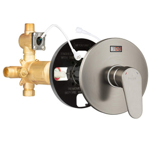 PULSE ShowerSpas 3002-RIV-PB-CH Tru-Temp Pressure Balance Rough-In Valve Trim Kit, LED Temperature Display, Round, 1/2