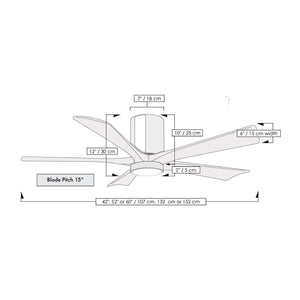 Matthews Fan IR5HLK-WN-WA-52 IR5HLK five-blade flush mount paddle fan in Walnut finish with 52” solid walnut tone blades and integrated LED light kit.