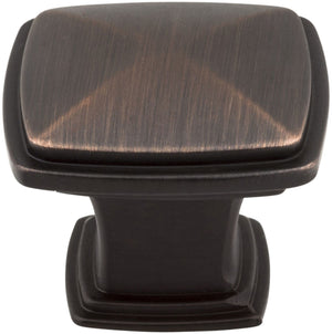 Jeffrey Alexander 1091AEM 1-3/16" Overall Length Lightly Distressed Antique Brass Square Milan 1 Cabinet Knob