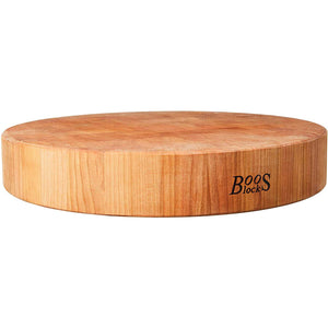John Boos CCB183-R Large Maple Wood Cutting Board for Kitchen Prep 18 Inches, 3 Inches Thick Reversible End Grain Round Charcuterie Block 18DIAX3 MPL-END GR-NON REV-NO GRV-