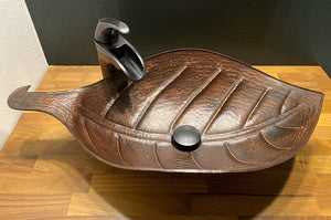 Premier Copper Products PVLFDB 21.25-Inch Leaf Vessel Hammered Copper Sink
