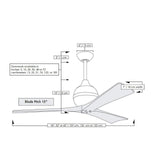 Matthews Fan IR3-BK-MWH-60 Irene-3 three-blade paddle fan in Matte Black finish with 60" solid matte white wood blades.