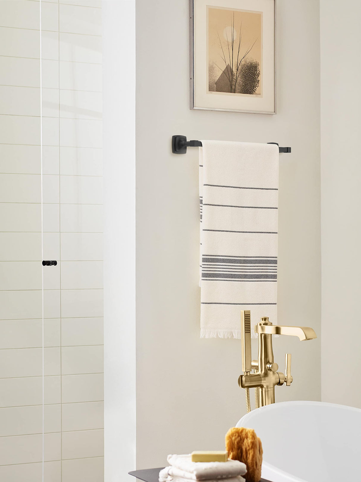 Amerock BH36093MB Matte Black Towel Bar 18 in (457 mm) Towel Rack Stature Bathroom Towel Holder Bathroom Hardware Bath Accessories