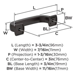 Amerock BP36897ORB Oil-Rubbed Bronze Cabinet Pull 3 inch (76mm) Center-to-Center Cabinet Hardware Surpass Furniture Hardware Drawer Pull