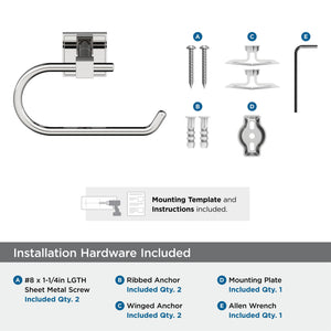 Amerock BH3607126 Chrome Single Post Toilet Paper Holder 7-1/16 in. (179 mm) Length Toilet Tissue Holder Appoint Bath Tissue Holder Bathroom Hardware Bath Accessories