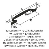 Amerock Appliance Pull Dark Oiled Bronze 8 inch (203 mm) Center to Center Highland Ridge 1 Pack Drawer Pull Drawer Handle Cabinet Hardware