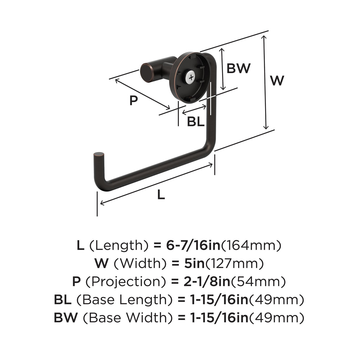Amerock BH26541ORB Oil Rubbed Bronze Towel Ring 6-7/16 in (164 mm) Length Towel Holder Arrondi Hand Towel Holder for Bathroom Wall Small Kitchen Towel Holder Bath Accessories