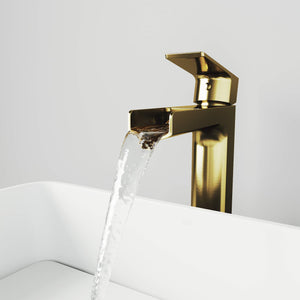 VIGO Amada 10.375 inch H Single Hole Single Handle Bathroom Faucet in Matte Gold - Vessel Sink Faucet VG03026MG