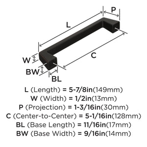 Amerock Cabinet Pull Oil Rubbed Bronze 5-1/16 inch (128 mm) Center to Center Blackrock 1 Pack Drawer Pull Drawer Handle Cabinet Hardware