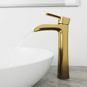 VIGO Niko 10.5 inch H Single Hole Single Handle Bathroom Faucet in Matte Gold - Vessel Sink Faucet VG03024MG