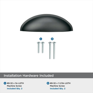 Amerock Cabinet Cup Pull Matte Black 3 inch (76 mm) Center-to-Center Ravino 1 Pack Drawer Pull Drawer Handle Cabinet Hardware