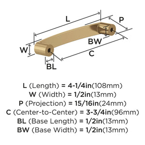 Amerock Cabinet Pull Champagne Bronze 3-3/4 in (96 mm) Center-to-Center Drawer Pull Rift Kitchen and Bath Hardware Furniture Hardware