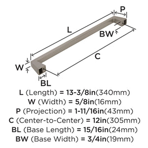 Amerock Appliance Pull Satin Nickel 12 inch (305 mm) Center to Center Blackrock 1 Pack Drawer Pull Drawer Handle Cabinet Hardware