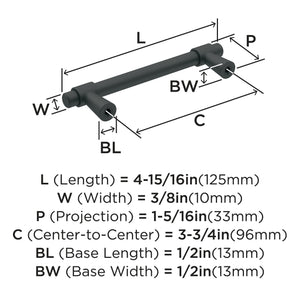 Amerock Cabinet Pull Matte Black 3-3/4 inch (96 mm) Center-to-Center Destine 1 Pack Drawer Pull Cabinet Handle Cabinet Hardware