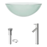 VIGO Crystalline Glass Vessel Bathroom Sink Set With Dior Vessel Faucet In Brushed Nickel
