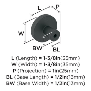 Amerock Cabinet Knob Matte Black 1-3/8 inch (35 mm) Diameter Destine 1 Pack Drawer Knob Cabinet Hardware