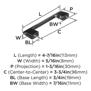 Amerock Cabinet Pull Graphite 3-3/4 inch (96 mm) Center to Center Riva 1 Pack Drawer Pull Drawer Handle Cabinet Hardware