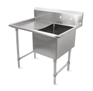 John Boos 1B244-1D24L B Series Stainless Steel Sink, 14" Deep Bowl, 1 Compartment, 24" Left Hand Side Drainboard, 52" Length x 29-1/2" Width