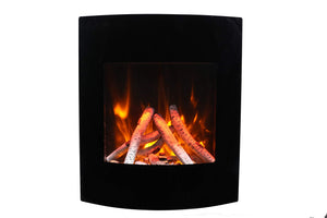 Amantii WM-BI-2428-VLR-BG Wall Mount or Built In Smart Electric, WiFi Enabled Fireplace, includes a Black Glass Surround, MultiFunction Remote Control and Multi Speed Flame Motor, and 7 Piece Oak Log Set and Sable Glass