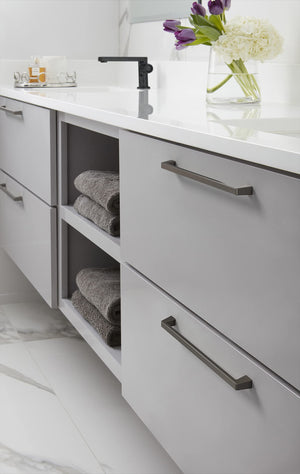 Amerock BP55283GM Gunmetal Cabinet Pull 10-1/16 in (256 mm) Center-to-Center Cabinet Handle Blackrock Drawer Pull Kitchen Cabinet Handle Furniture Hardware