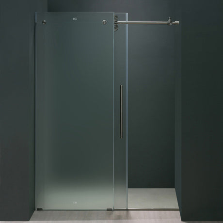 VIGO Adjustable 56 - 60 in. W x 74 in. H Frameless Sliding Rectangle Shower Door with Frosted Tempered Glass and Stainless Steel Hardware in Stainless Steel Finish with Right Handle - VG6041STMT6074R