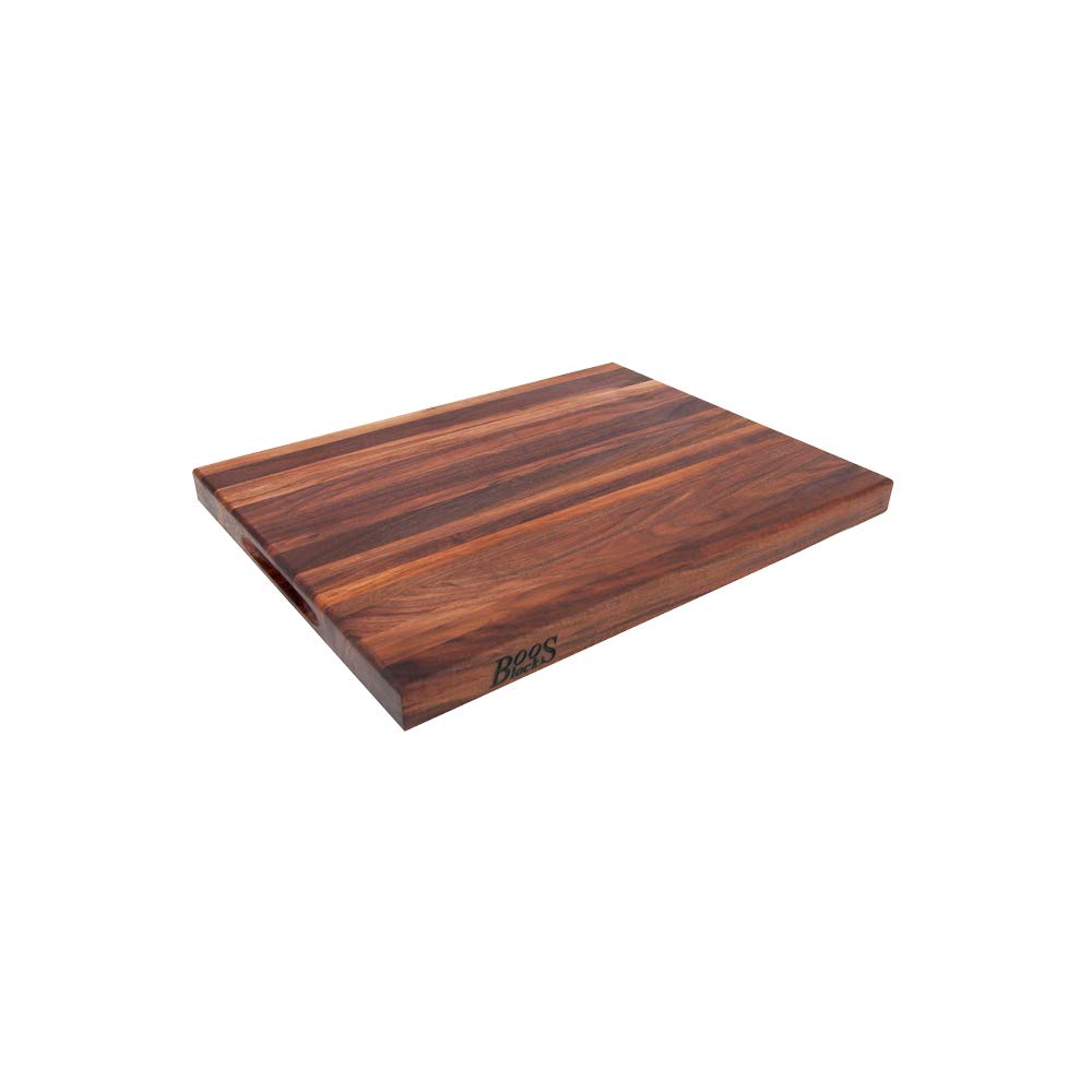 John Boos Walnut Wood Cutting Board for Kitchen Prep, 1.5 Inch Thick, Edge Grain Rectangular Reversible Charcuterie Boos Block, 18" x 12" x 1.5"