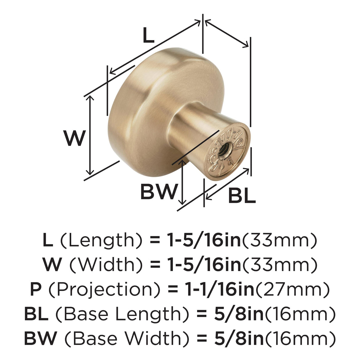 Amerock Cabinet Knob Champagne Bronze 1-5/16 inch (33 mm) Diameter Blackrock 1 Pack Drawer Knob Cabinet Hardware