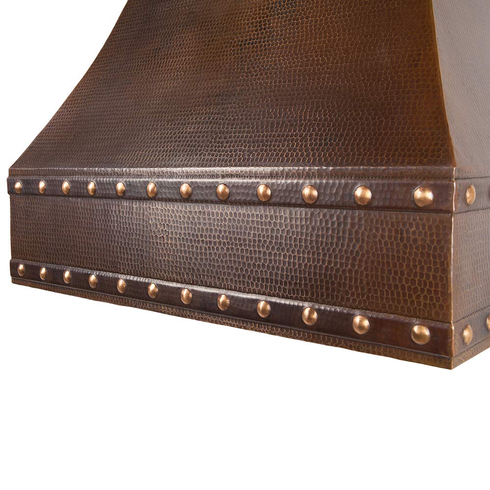 Premier Copper Products HV-CORREA36-C2036BP 735 CFM Hand Hammered Copper Wall Mounted Correa Range Hood - Screen Filters