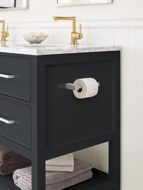 Amerock BH3608126 Chrome Single Post Toilet Paper Holder 5-7/8 in. (149 mm) Length Toilet Tissue Holder Monument Bath Tissue Holder Bathroom Hardware Bath Accessories