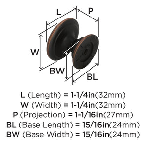 Amerock Cabinet Knob Oil Rubbed Bronze 1-1/4 inch (32 mm) Diameter Ravino 1 Pack Drawer Knob Cabinet Hardware