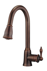 Danze D454410BR Prince Single Handle Pull-Down Kitchen Faucet with SnapBack Retraction, Tumbled Bronze